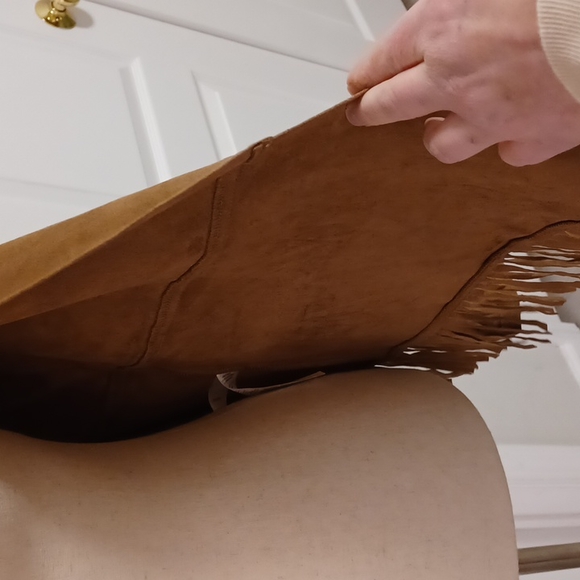 Chico's sueded brown fringe open lightweight cardigan jacket size 0 XS 4-6 - Picture 10 of 15